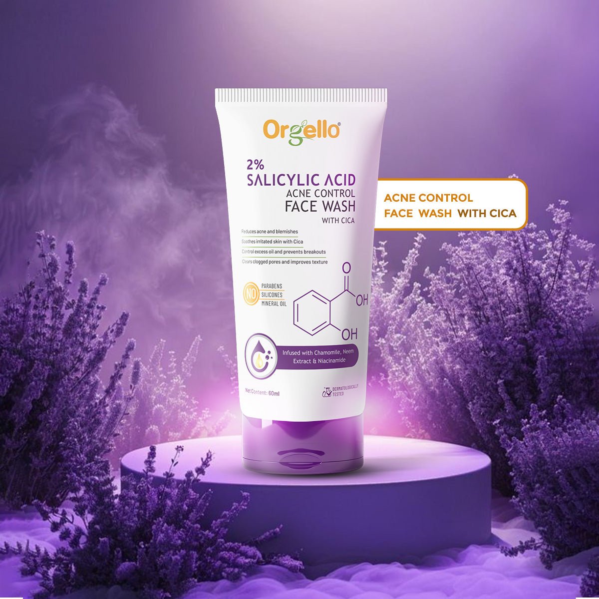 2% Salicylic acid Acne control Facewash with Cica - 60ml - simple
